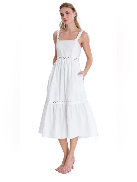 Reformation Dresses & Skirts - NWT Donna Morgan white cotton midi dress tiered sweetheart XL 16